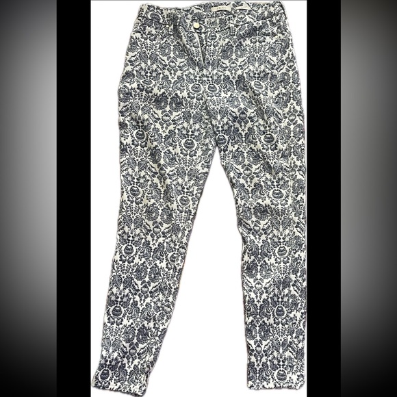 Damask Print Jen 7 Skinny Jeans Navy Cream Sz 6 $259 Ret - Picture 3 of 7